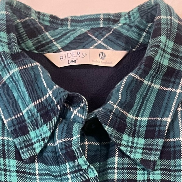 LEE RIDER’S BLUE PLAID FLEECE FULLY LINED FLANNEL LONG SLEEVE SHIRT, M - Picture 2 of 7